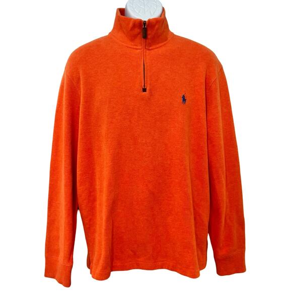 Polo Ralph Lauren Orange Quarter Zip Lightweight Long Sleeve Pullover Sz M Men's - Picture 6 of 10